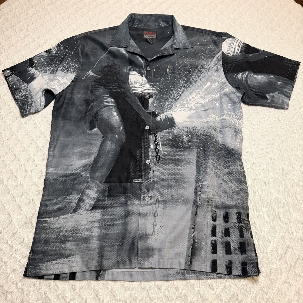 Vintage FUBU Fire Hydrant All Over Print Size 2XL Button up Camp Shirt in EUC